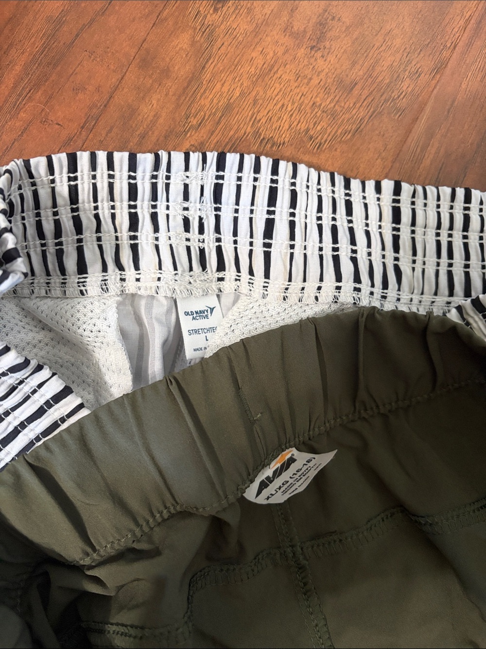Old Navy Olive Green and White/Navy Striped Women’s Shorts Duo - Picture 2 of 2